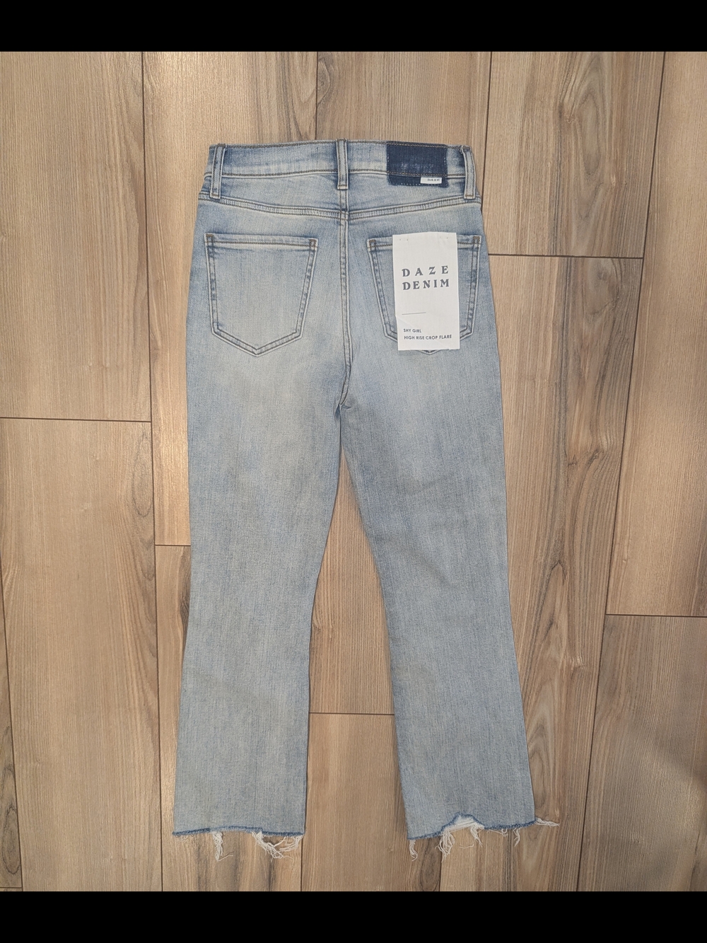DAZE DENIM Women’s Light Blue High-Rise Crop Flare Jeans — Raw Hem
